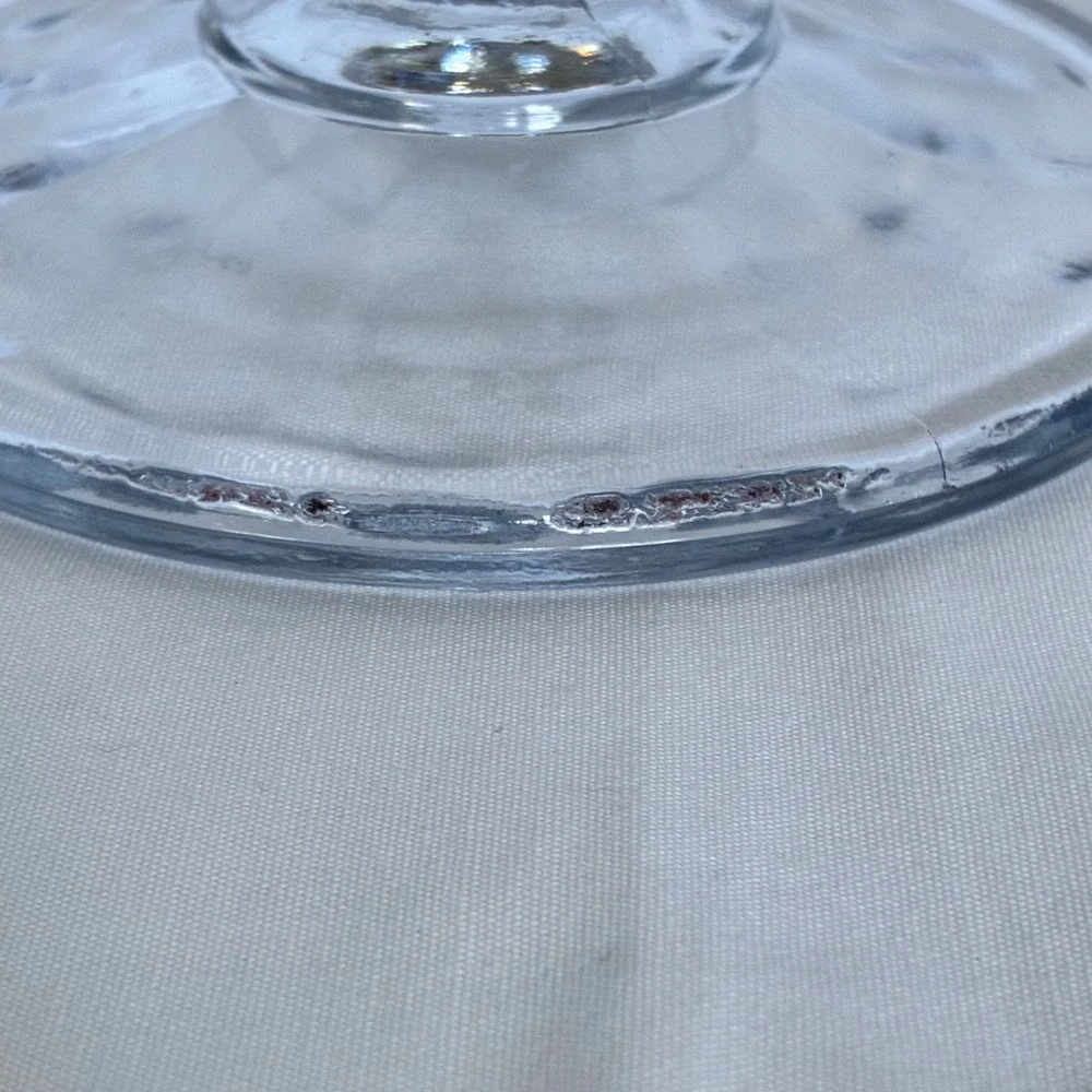 Vtg Crocheted Crystal Cake Stand/Pedestal Imperial Glass Laced Edge Tea Party